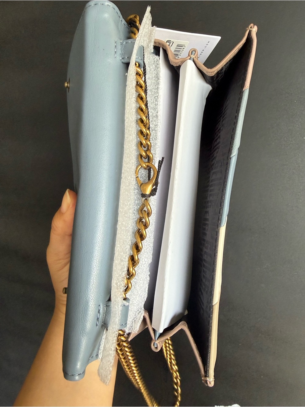 Kurt Geiger Pastel Stripe Leather Crossbody in Pink, Beige, Cream, Blue - Picture 3 of 3